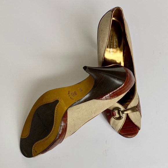 DONALD J PLINER COUTURE Tan Peeptoe Heels - Picture 6 of 6